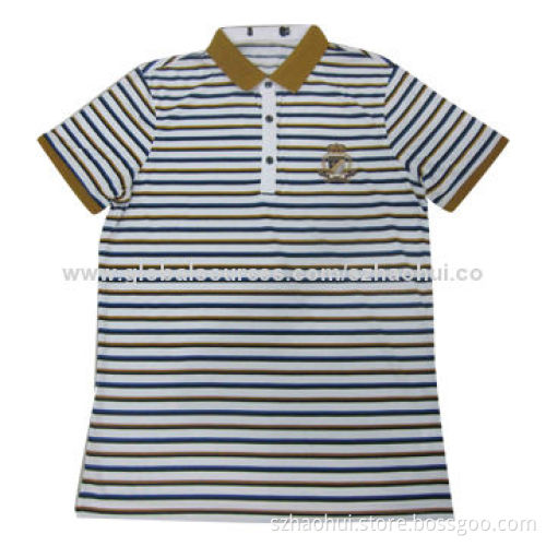 Ribbed collar and sleeves yarn-dyed polo shirt, OEM service offered